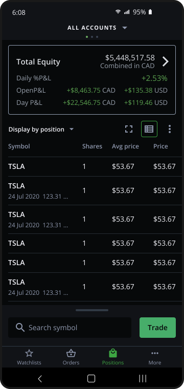 Option one: the balance summary given full visual weight